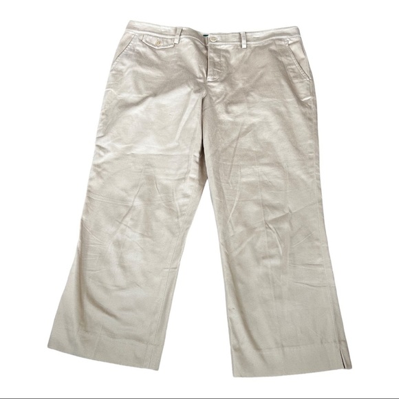 Lauren Ralph Lauren Tan slack capri pants womens 14 - Picture 1 of 8